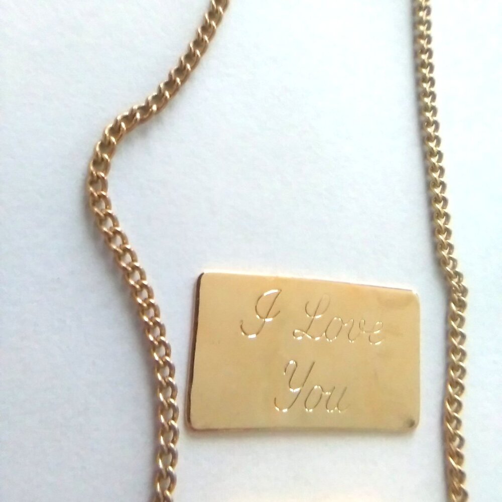 Vintage "I Love You" Mailbox Gold-Tone Necklace - Picture 3 of 7